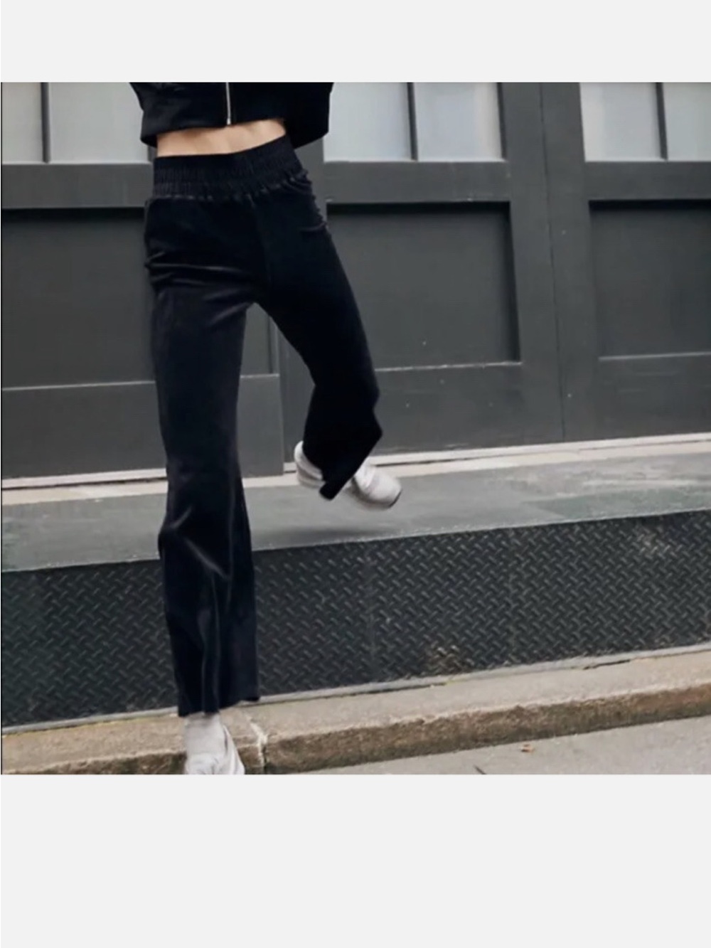 Black Free People Movement Take The Lead Wide-Leg Velour Lounge Pants